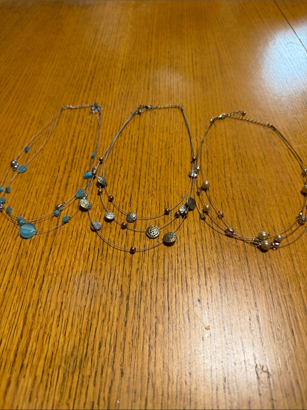 Lia Sophia Multi-Strand Blue and Silver Beaded Necklace